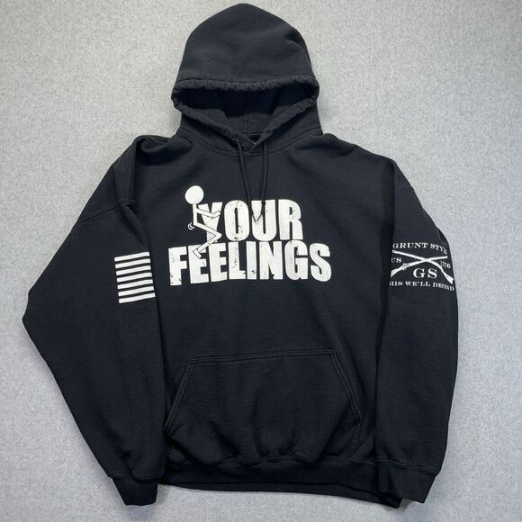 Grunt Style Your Feelings Hoodie Mens XXL 2XL Black Military Flag Veteran - Picture 1 of 9